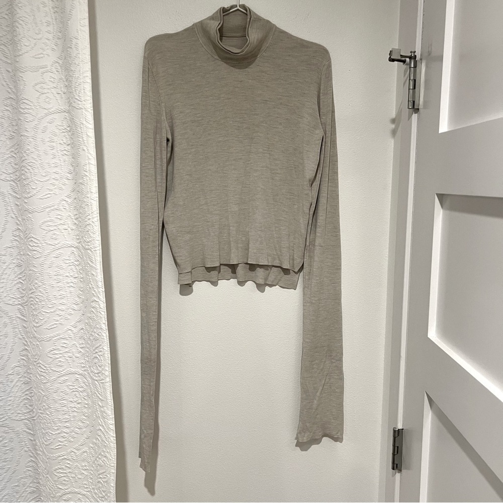 Celine Long Sleeve Grey Mock Neck Sweater